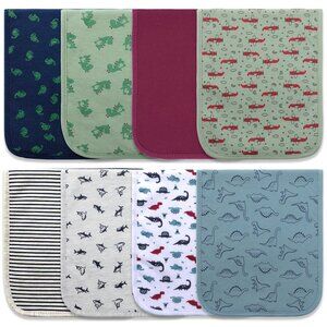 8 Pack Baby Burp Cloths Mandala Organic Cotton Large Extra Absorbent Soft Bibs